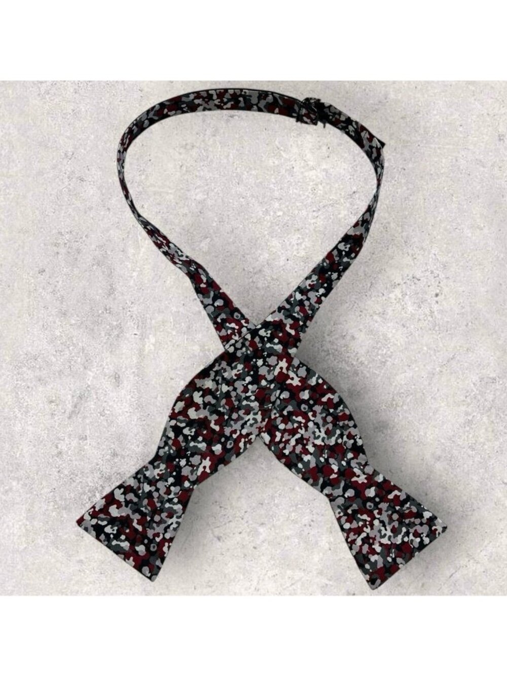 DWYANE WADE FOR THE TIE BAR Silk Self Bow Tie Burgundy Gray White Art W:2.7" EUC